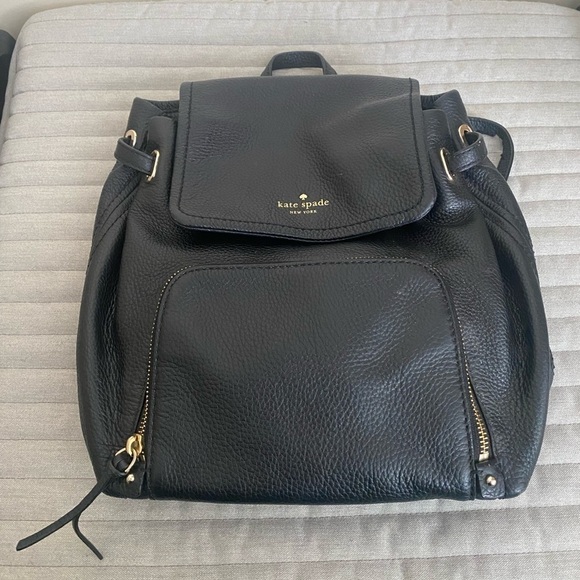 Kate Spade Black Backpack Pebbled Leather - Picture 1 of 13